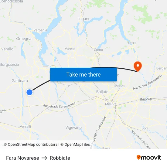 Fara Novarese to Robbiate map