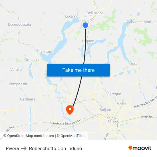 Rivera to Robecchetto Con Induno map