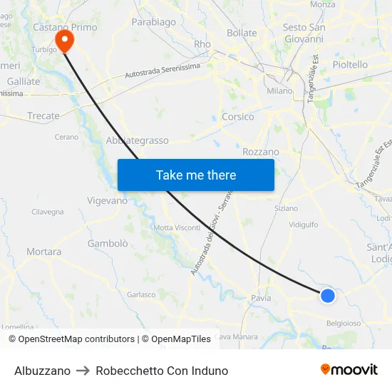 Albuzzano to Robecchetto Con Induno map