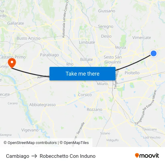 Cambiago to Robecchetto Con Induno map