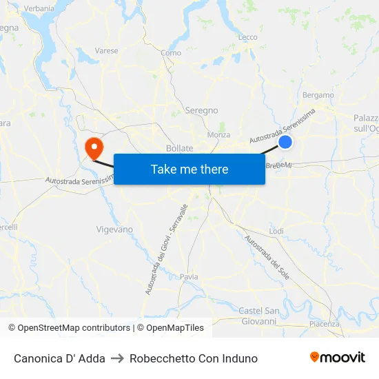 Canonica D' Adda to Robecchetto Con Induno map