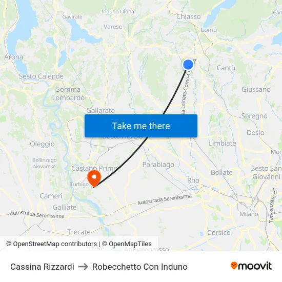 Cassina Rizzardi to Robecchetto Con Induno map