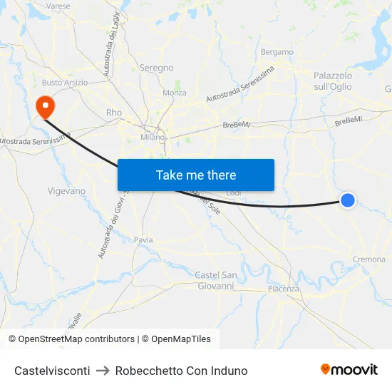 Castelvisconti to Robecchetto Con Induno map