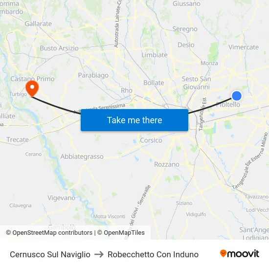 Cernusco Sul Naviglio to Robecchetto Con Induno map