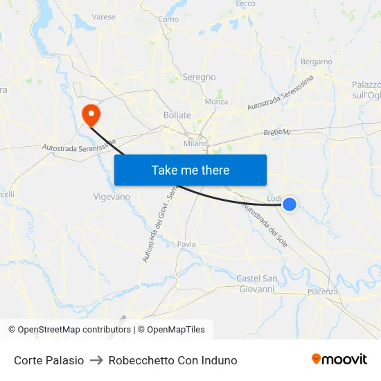 Corte Palasio to Robecchetto Con Induno map