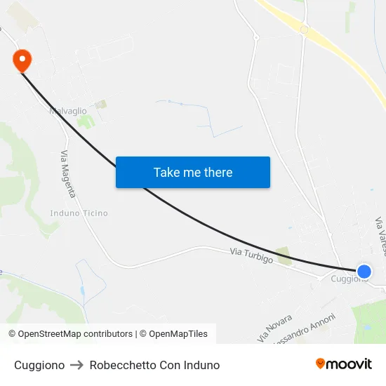 Cuggiono to Robecchetto Con Induno map
