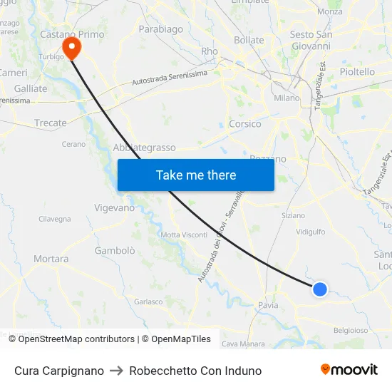 Cura Carpignano to Robecchetto Con Induno map