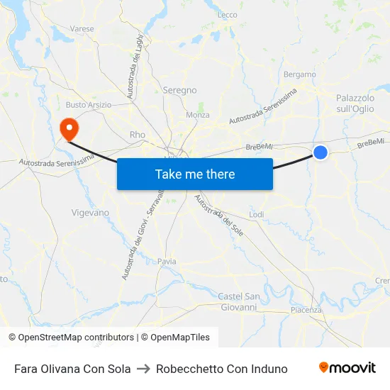 Fara Olivana Con Sola to Robecchetto Con Induno map