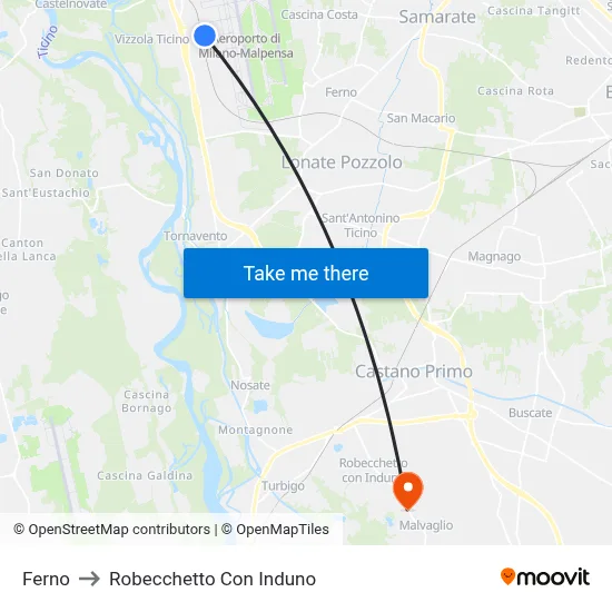 Ferno to Robecchetto Con Induno map
