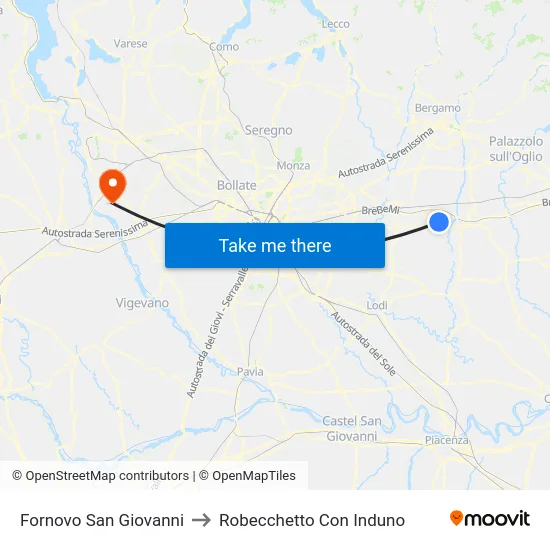 Fornovo San Giovanni to Robecchetto Con Induno map