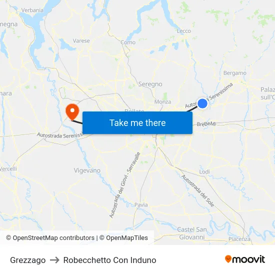 Grezzago to Robecchetto Con Induno map