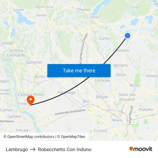 Lambrugo to Robecchetto Con Induno map