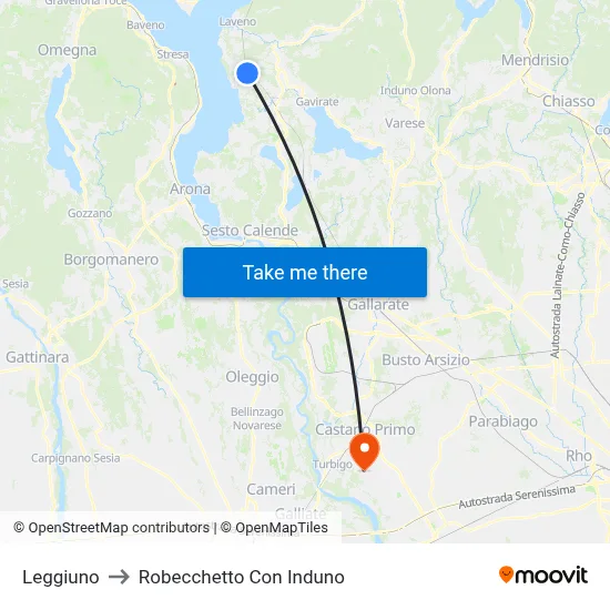 Leggiuno to Robecchetto Con Induno map