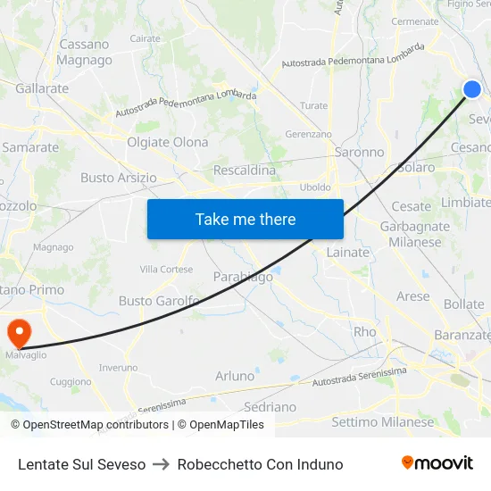 Lentate Sul Seveso to Robecchetto Con Induno map