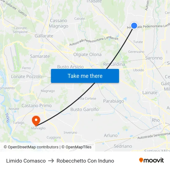 Limido Comasco to Robecchetto Con Induno map