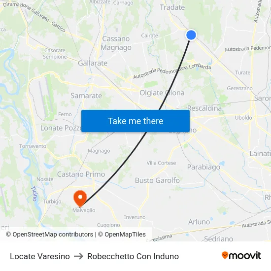 Locate Varesino to Robecchetto Con Induno map