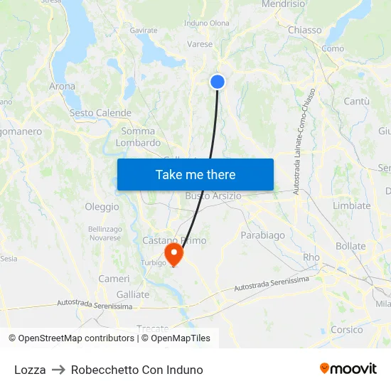 Lozza to Robecchetto Con Induno map