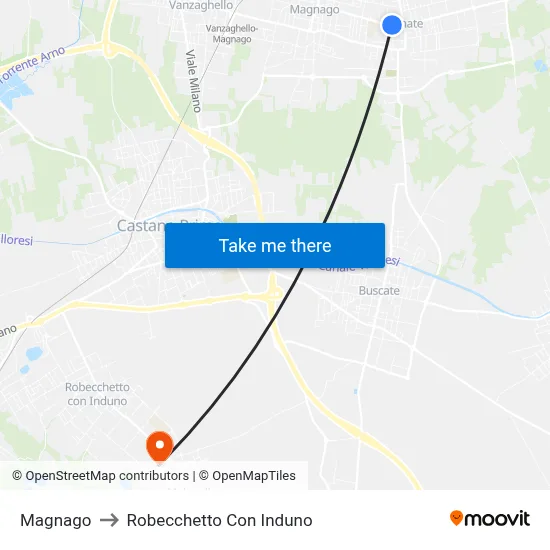 Magnago to Robecchetto Con Induno map