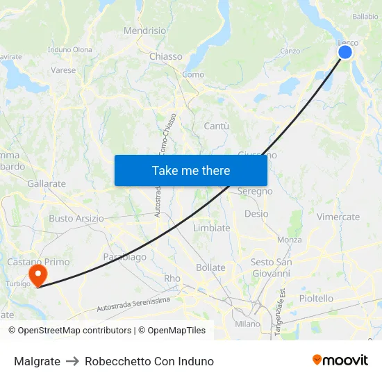Malgrate to Robecchetto Con Induno map