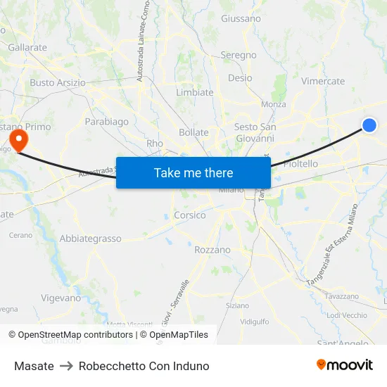 Masate to Robecchetto Con Induno map