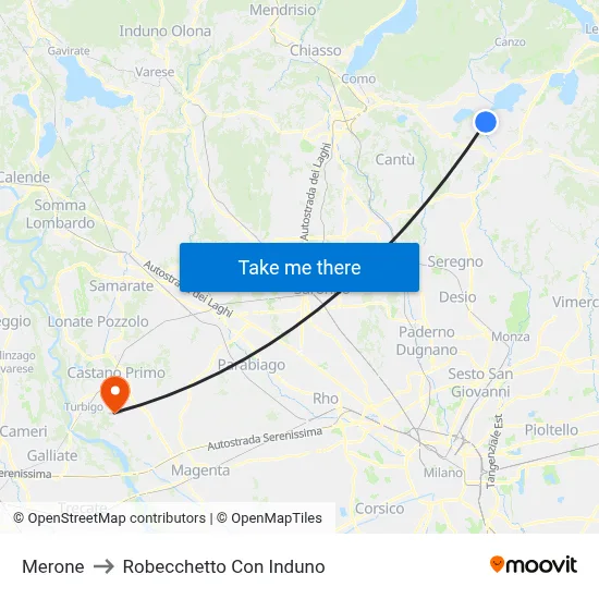 Merone to Robecchetto Con Induno map