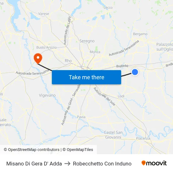 Misano di Gera d'Adda to Robecchetto Con Induno map
