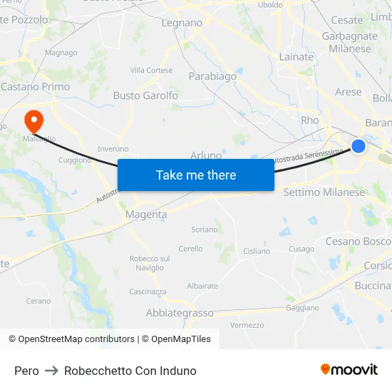 Pero to Robecchetto Con Induno map