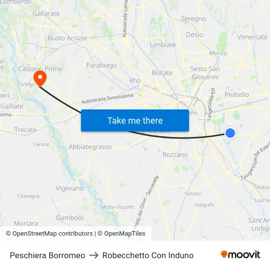 Peschiera Borromeo to Robecchetto Con Induno map