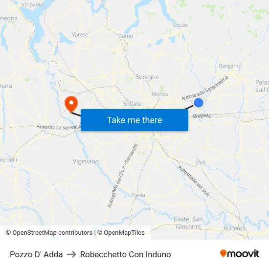 Pozzo D' Adda to Robecchetto Con Induno map