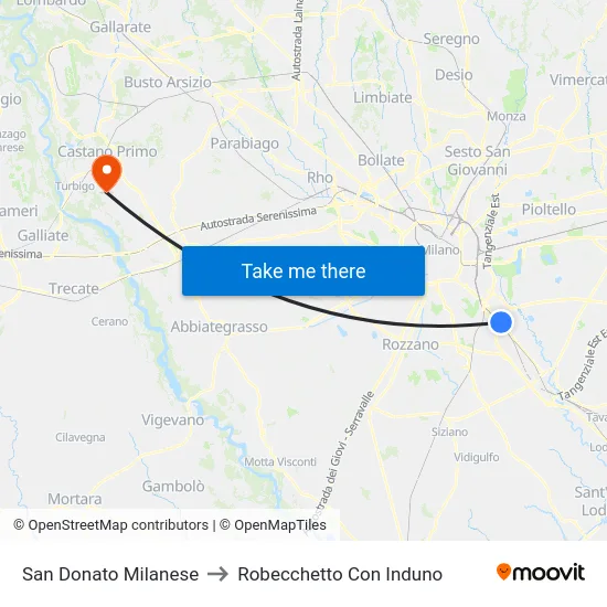 San Donato Milanese to Robecchetto Con Induno map