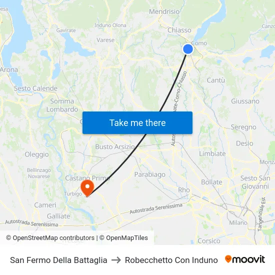 San Fermo Della Battaglia to Robecchetto Con Induno map