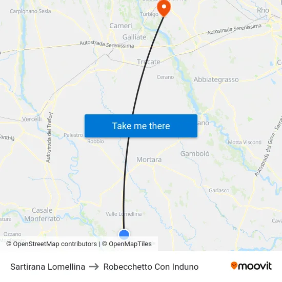 Sartirana Lomellina to Robecchetto Con Induno map