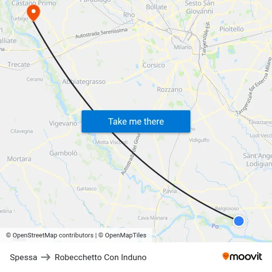 Spessa to Robecchetto Con Induno map