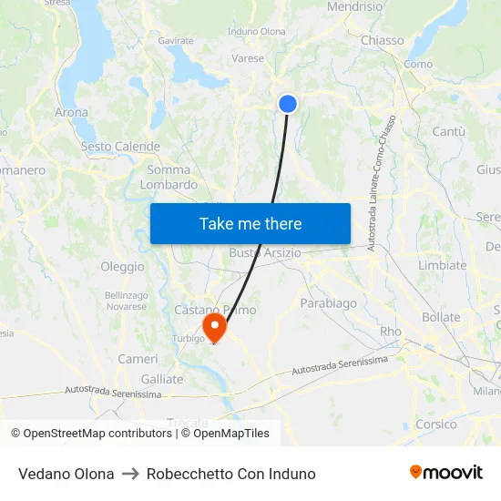 Vedano Olona to Robecchetto Con Induno map