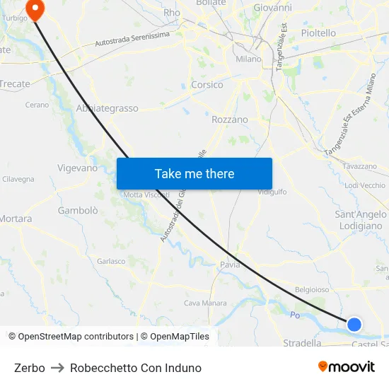 Zerbo to Robecchetto Con Induno map