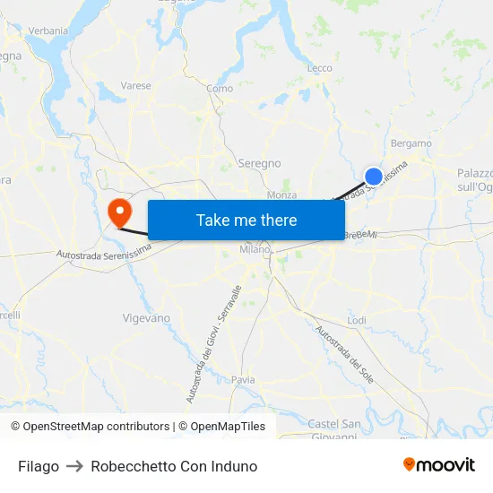 Filago to Robecchetto Con Induno map