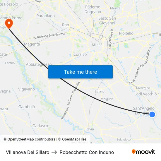 Villanova Del Sillaro to Robecchetto Con Induno map