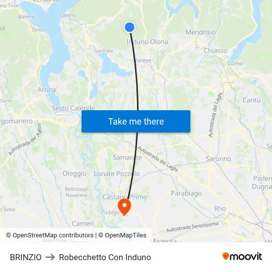 Brinzio to Robecchetto Con Induno map