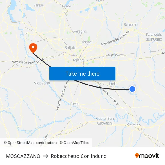 Moscazzano to Robecchetto Con Induno map