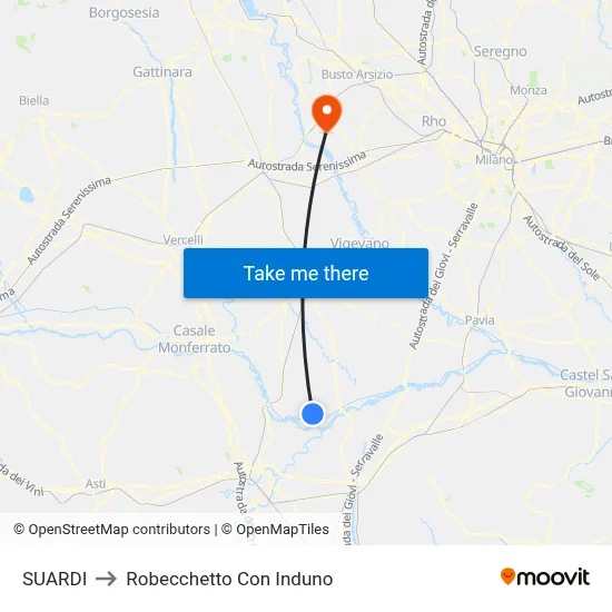 Suardi to Robecchetto Con Induno map