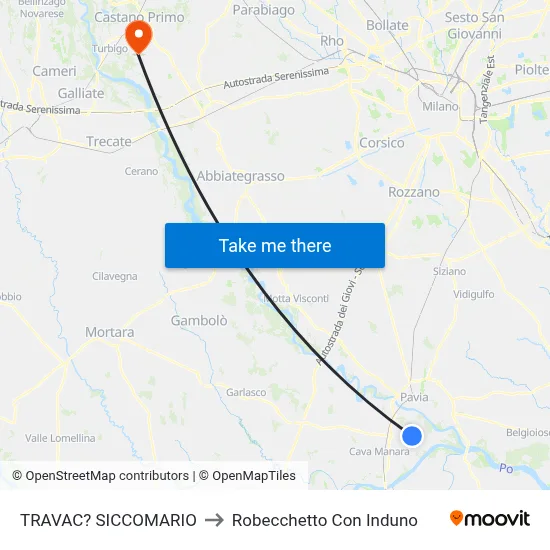 Travacò Siccomario to Robecchetto Con Induno map