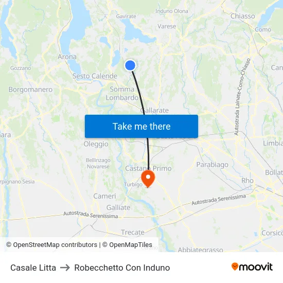 Casale Litta to Robecchetto Con Induno map