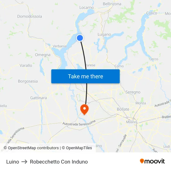 Luino to Robecchetto Con Induno map