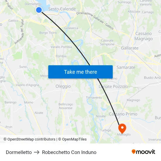 Dormelletto to Robecchetto Con Induno map