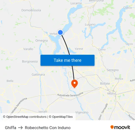 Ghiffa to Robecchetto Con Induno map