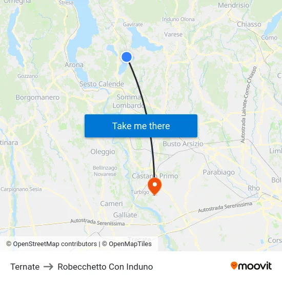 Ternate to Robecchetto Con Induno map