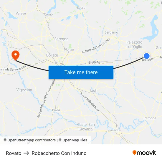 Rovato to Robecchetto Con Induno map