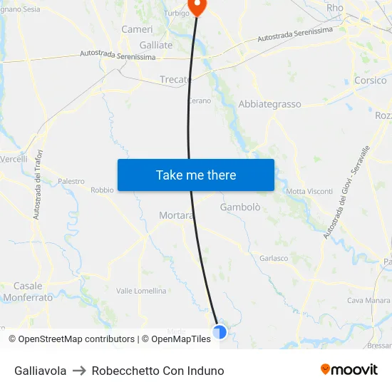 Galliavola to Robecchetto Con Induno map