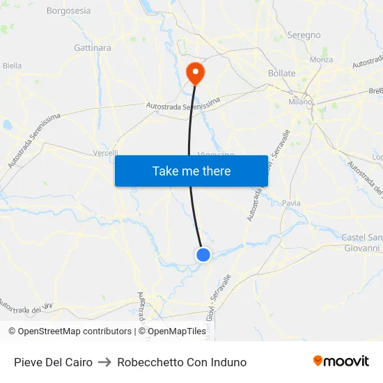 Pieve del Cairo to Robecchetto Con Induno map
