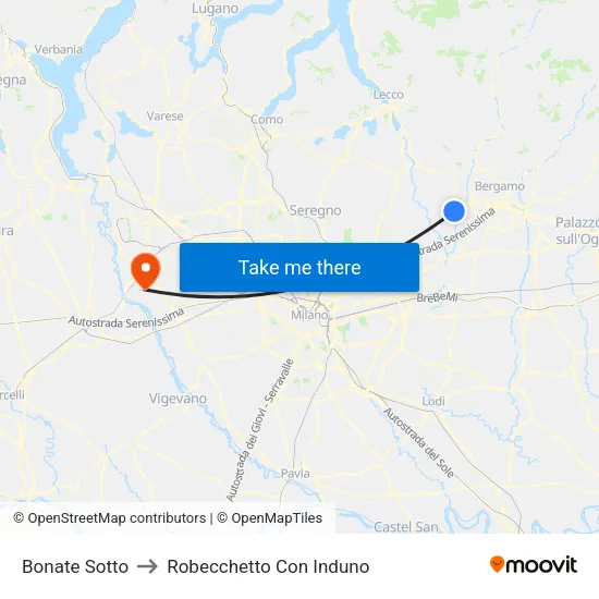 Bonate Sotto to Robecchetto Con Induno map